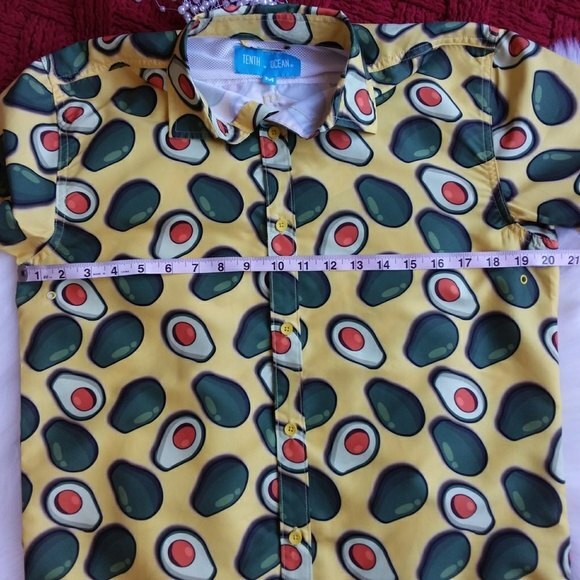 Tenth + Ocean Green & Yellow Avocado Print Shirt M - Picture 4 of 8